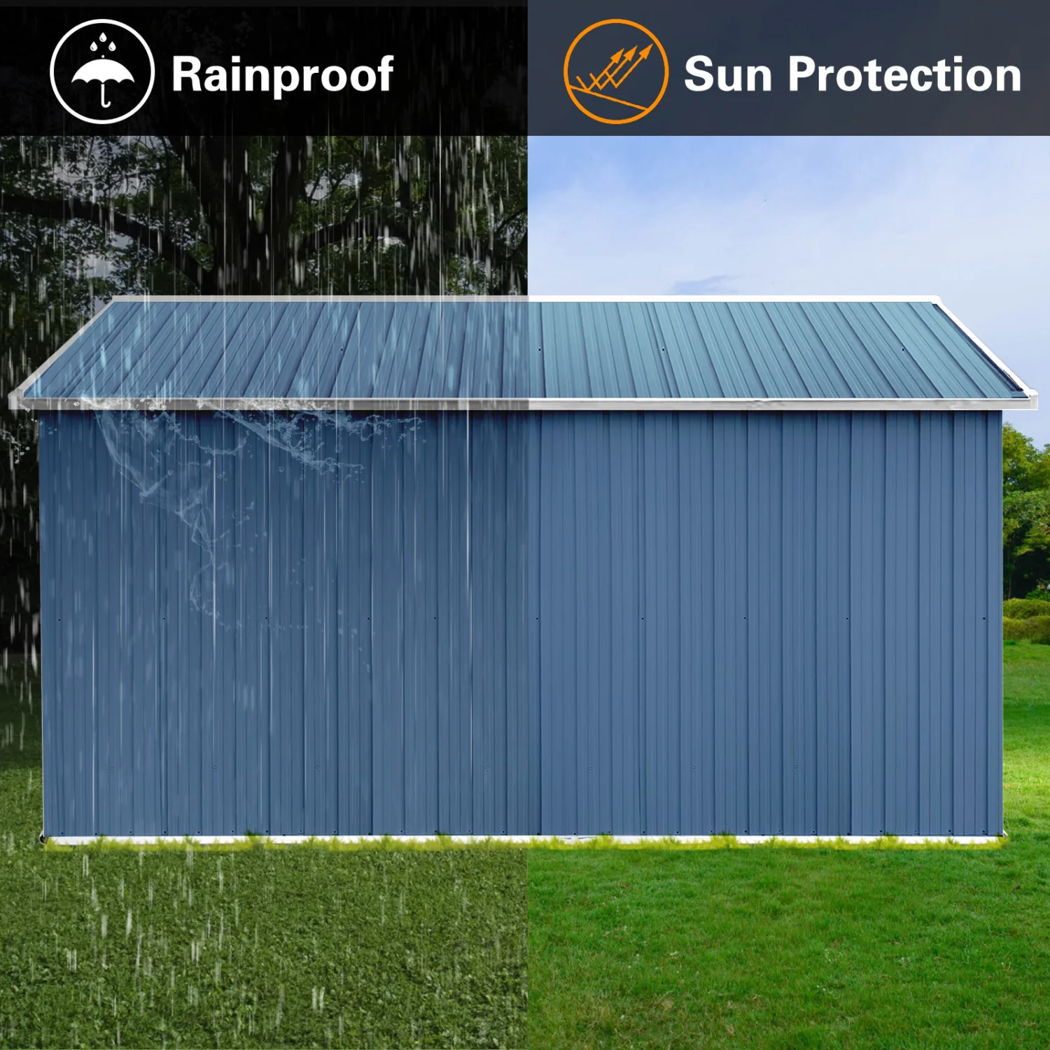 

Metal garden sheds 10ftx12ft outdoor storage sheds blue with window - durable, stylish and spacious storage solution