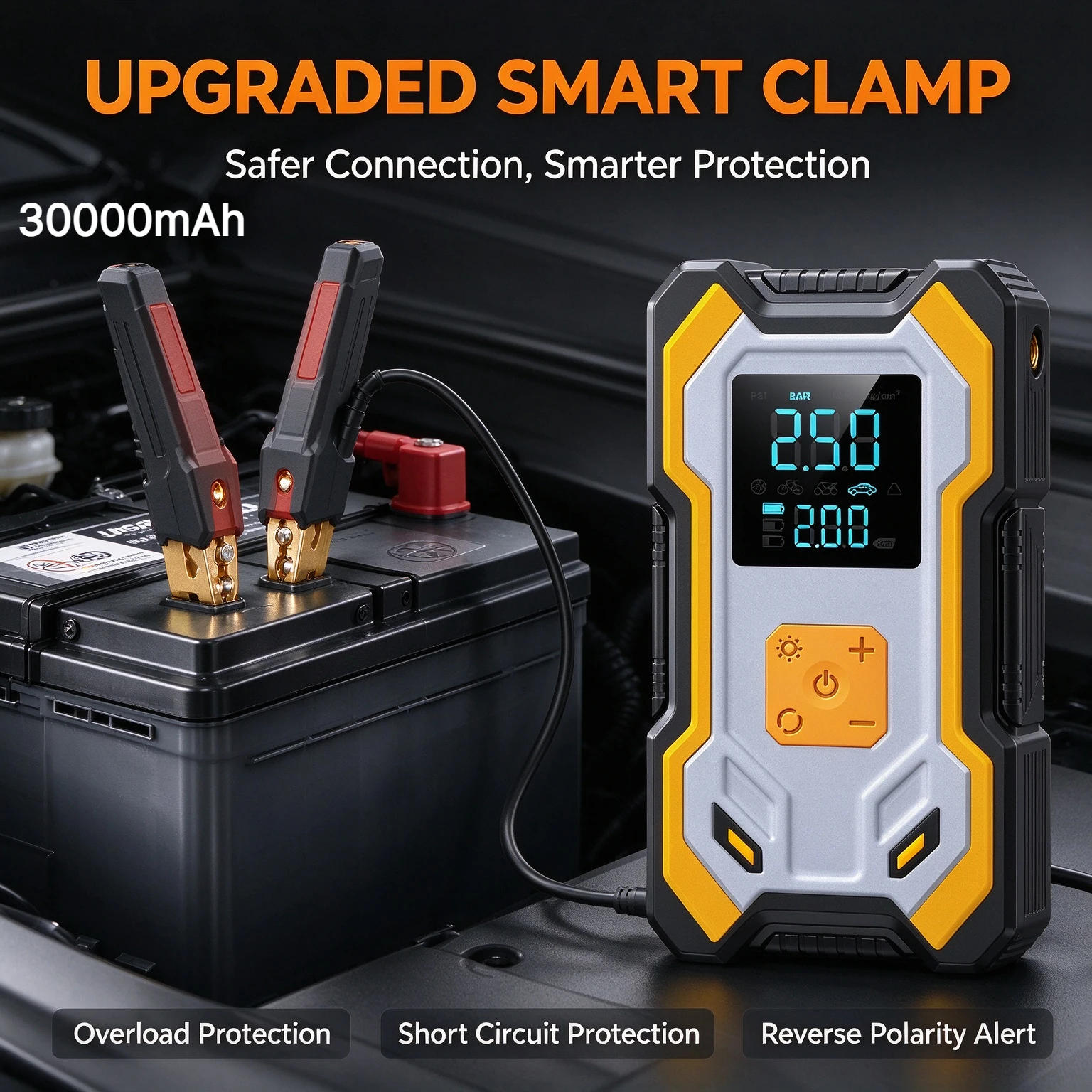 Lithium Jump Starter 3000A Peak - 12V Multi-Function Car Jump Starter 3000A