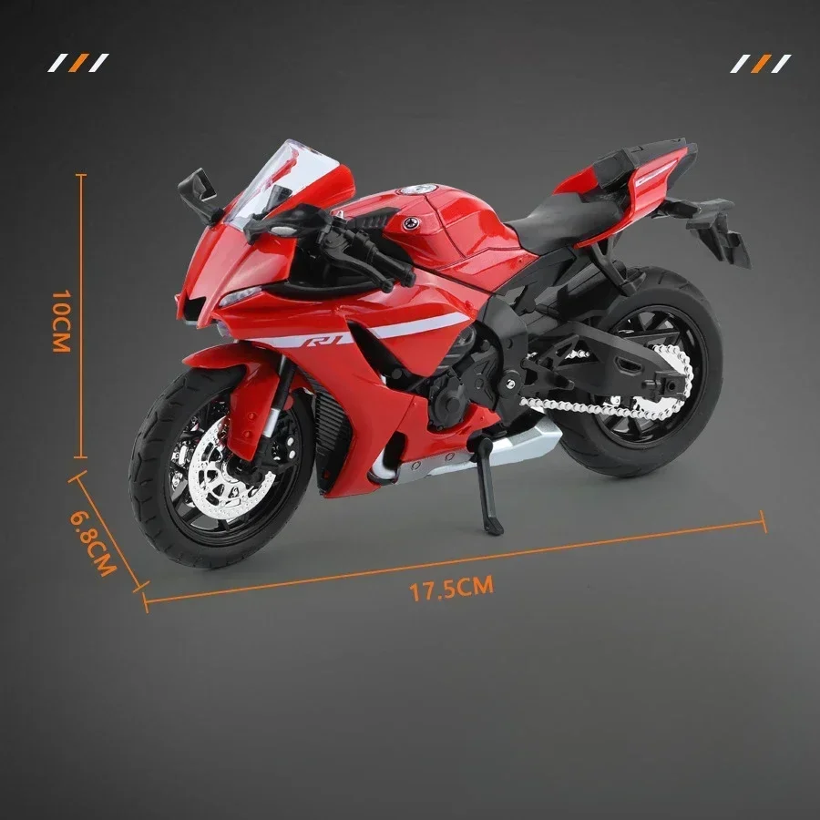 1:12 Yamaha YZF-R1 aleación Diecast motocicleta modelo colección de vehículos sonido y luz carretera Autocycle niños juguete coche regalo Navidad