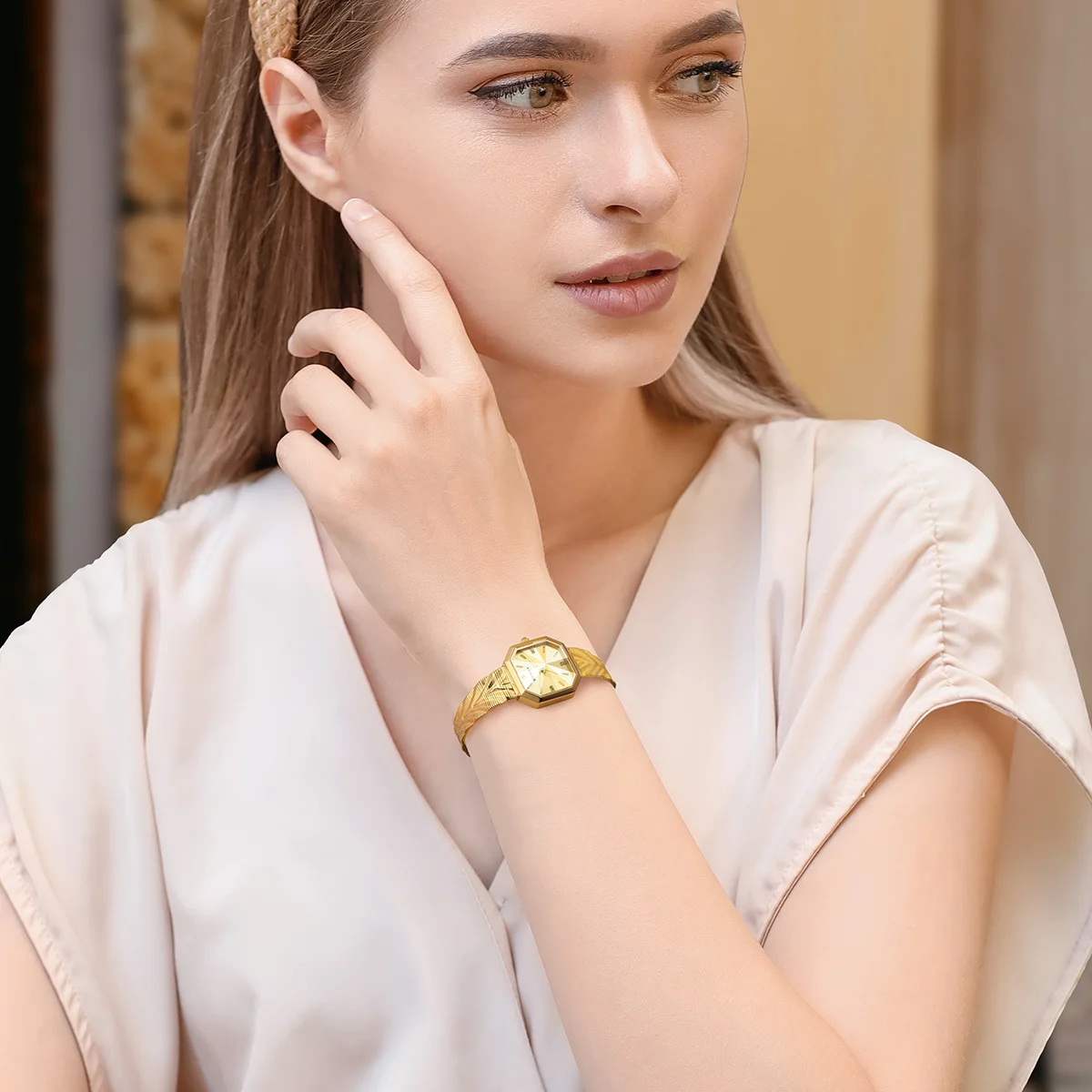BERNY Gold Watch For Women Octagonal Ladies Quartz Wristwatches Stainless Steel Women Small Gold Watch Luxury Fashion Watches