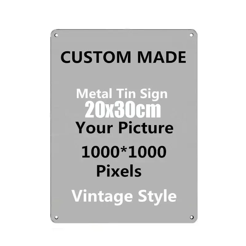 CIFbuy Customizable Waterproof Vintage Metal Plaque 20×30cm 2D Flat Personalized Photo Wall Ornament Home Bar Decor