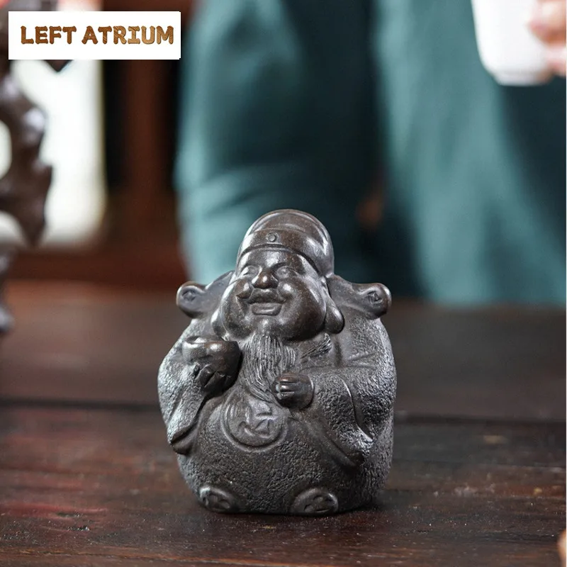 

Yixing Purple Clay Wealth God Tea Pet Ancient Fish Tank Landscaping Tea Figurine Play Toys Tea Statue Ornaments Supplies Gift