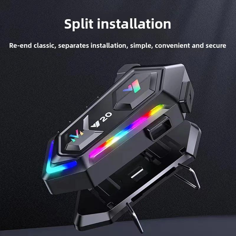 

Bluetooth-гарнитура для шлема Y20, Bluetooth-гарнитура с подсветкой SOS Глубокий водонепроницаемый голосовой помощник AI