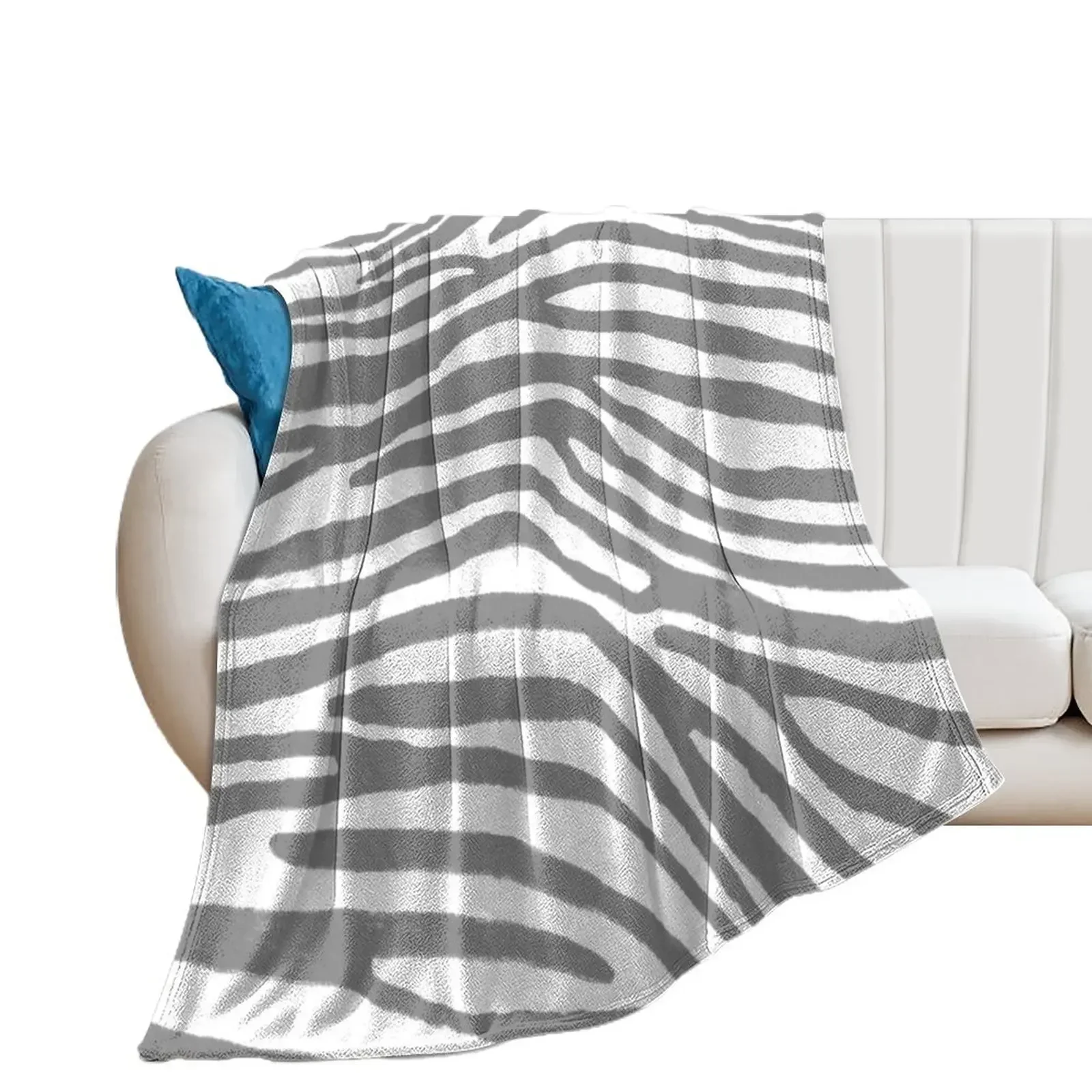 

Gray Zebra Stripes Pattern Throw Blanket Decorative Sofas Picnic Blankets