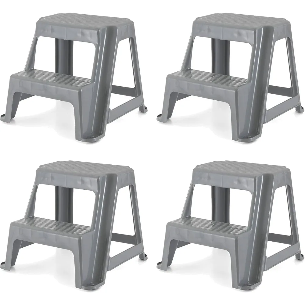

Gracious Living 16-Inch Tall Plastic 2 Step Stool, Portable Dual Step Ladder Foot Stool for Kitchen, Bathroom, Bedroom, and Gara