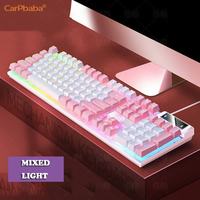 Carpbaba K500 104 Key USB Wired Gaming Keyboard Color Backlit Mechanical Hand Feel Keyboard for Computer Laptop PC Accessories