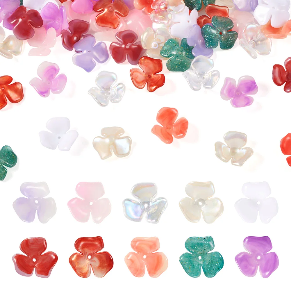 

60Pcs Acrylic Flower Bead Caps Colorful Bead End Spacers for DIY Earrings Necklaces Bracelets Jewelry Supplies Making 22x7mm