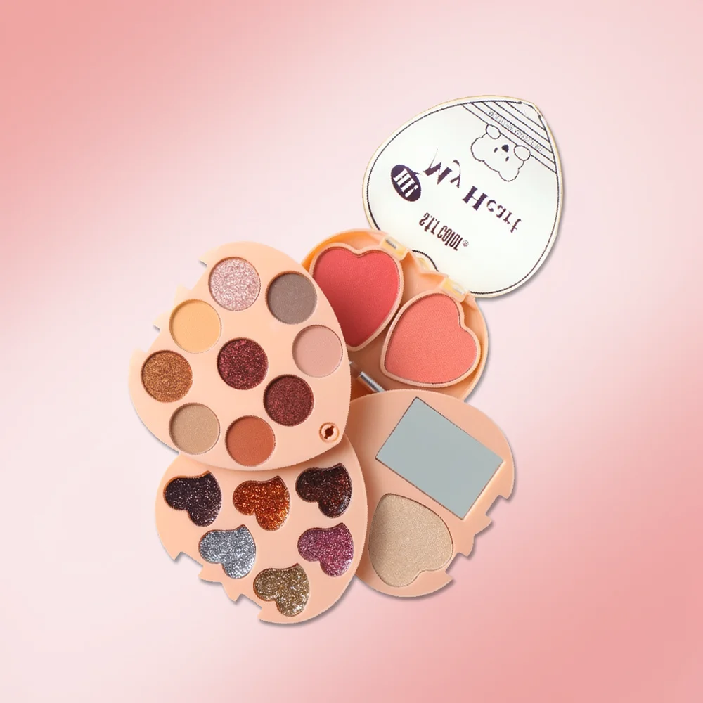 For For Sfr Eyeshadow Blush Palette 4 Layer Foldable Makeup Set Shimmer Earth Colors Portable Cosmetic Case Beauty Travel