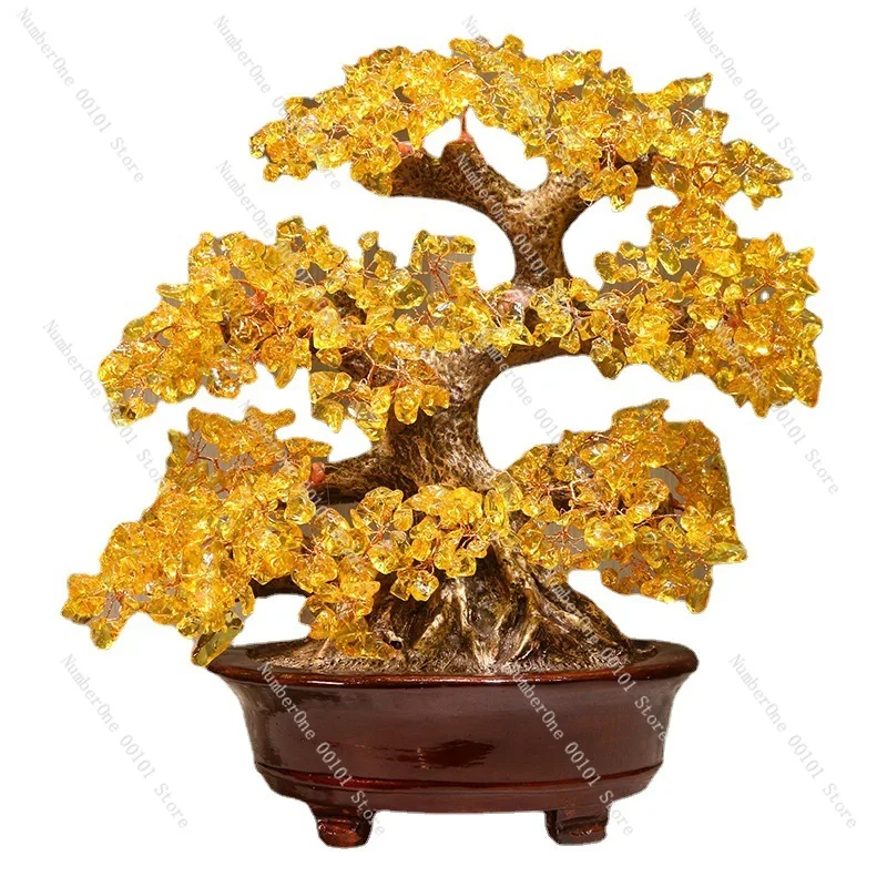 

Crystal Money Tree Ornament Wealth Decoration Living Room Office Desk Feng Shui Decoration Gift