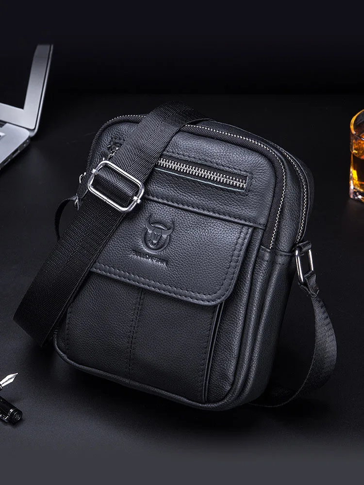 メンズ本革シングルショルダークロスボディトップレイヤー牛革ビジネスカジュアル高品質縦型学生ミニバッグ