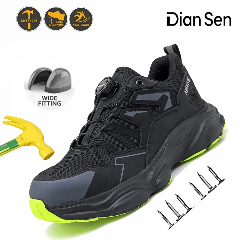 

Safety Shoes Steel Toe Men Work Boots Puncture-Proof Non-Slip Wear-resisting Breathable Work Sneakers for Warehouse & Logistics