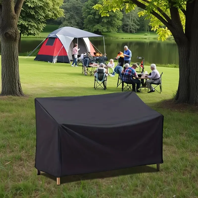 Heavy-Duty Outdoor Chair Cover with All-Round Protection - Black Garden Lounger Cover, Easy Drawstring Closure