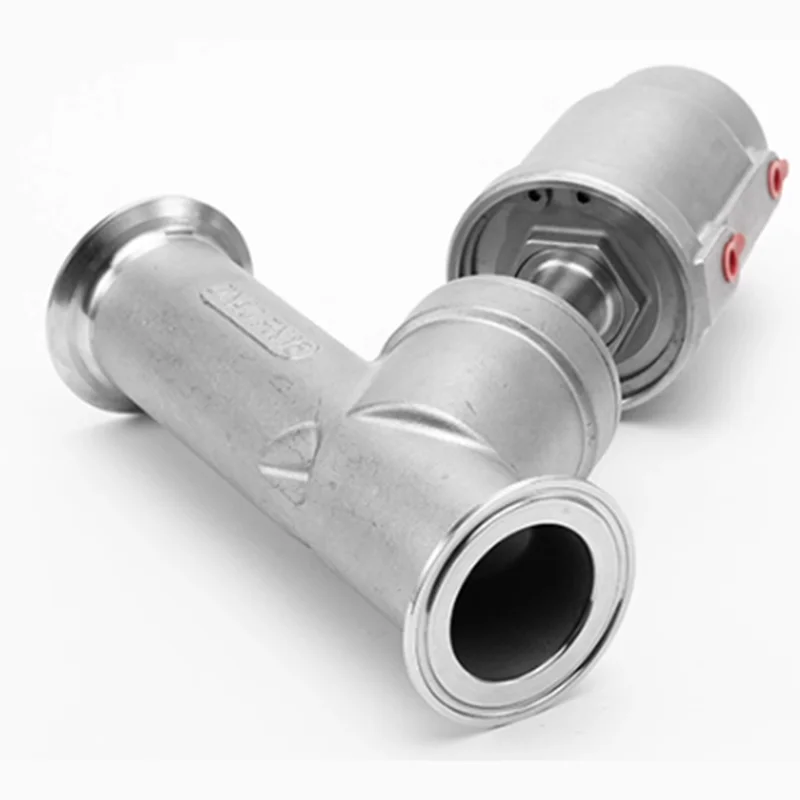 Y-Type Quick Install Angle Seat Valve 304 Stainless Steel Head Pneumatic Chuck Clamp High Temp Resistant for Industrial Use