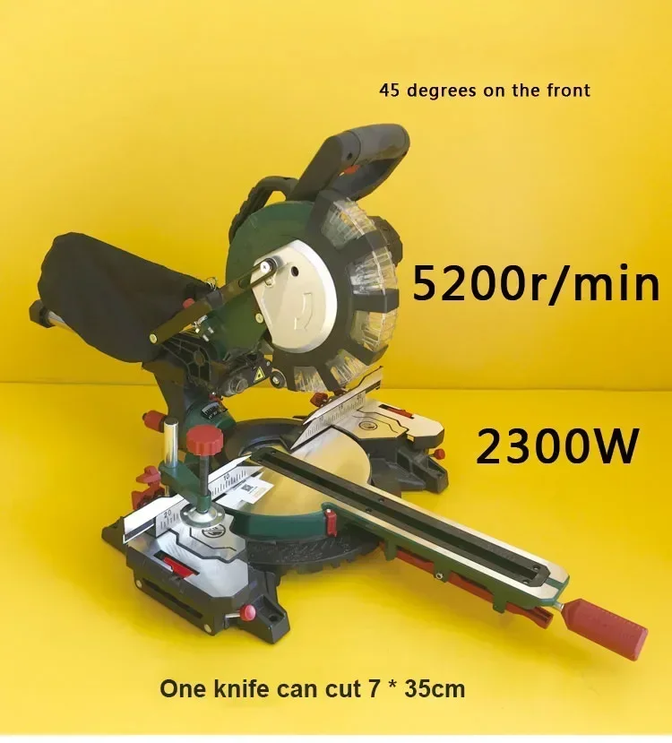 Tie rod miter saw, multifunctional household woodworking saw, woodworking household miter saw 220V 2300W