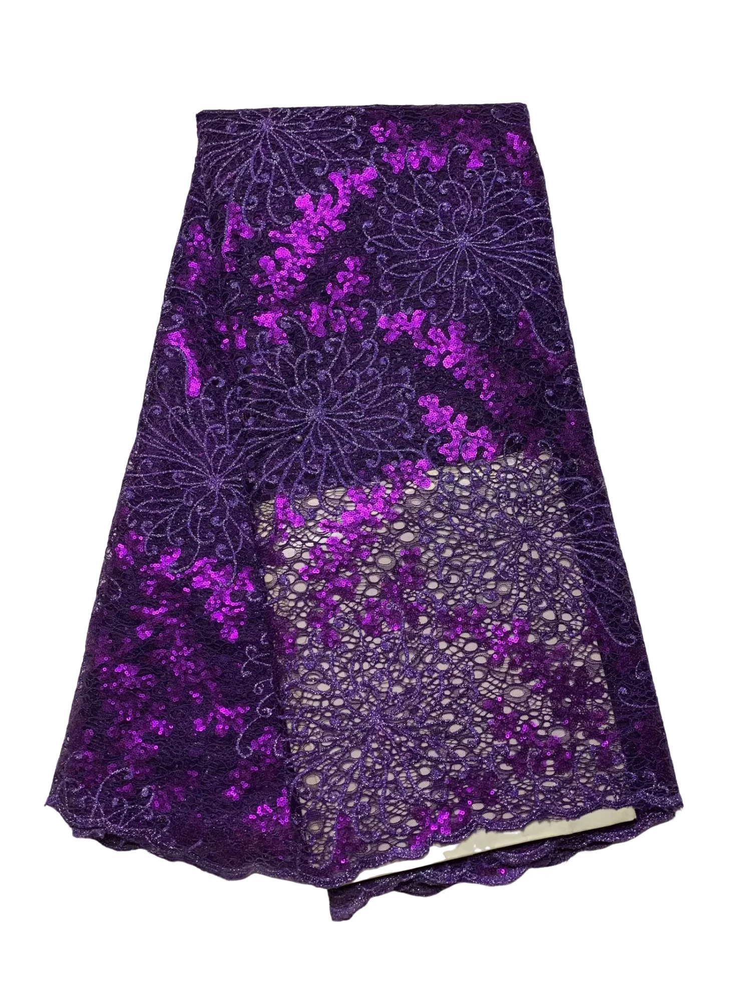 

Multicolor Rope Lace Hollow Out Fabric With Sequins African Luxury Laces 5 Yards Sequence Material Lace Fabric For Wedding Dress