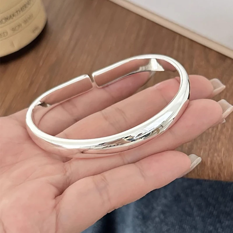 Foxanry Minimalist Silver Color Bracelets for Women Couples Korean Fashion Creative Irregular Smooth Geometric Party Jewelry