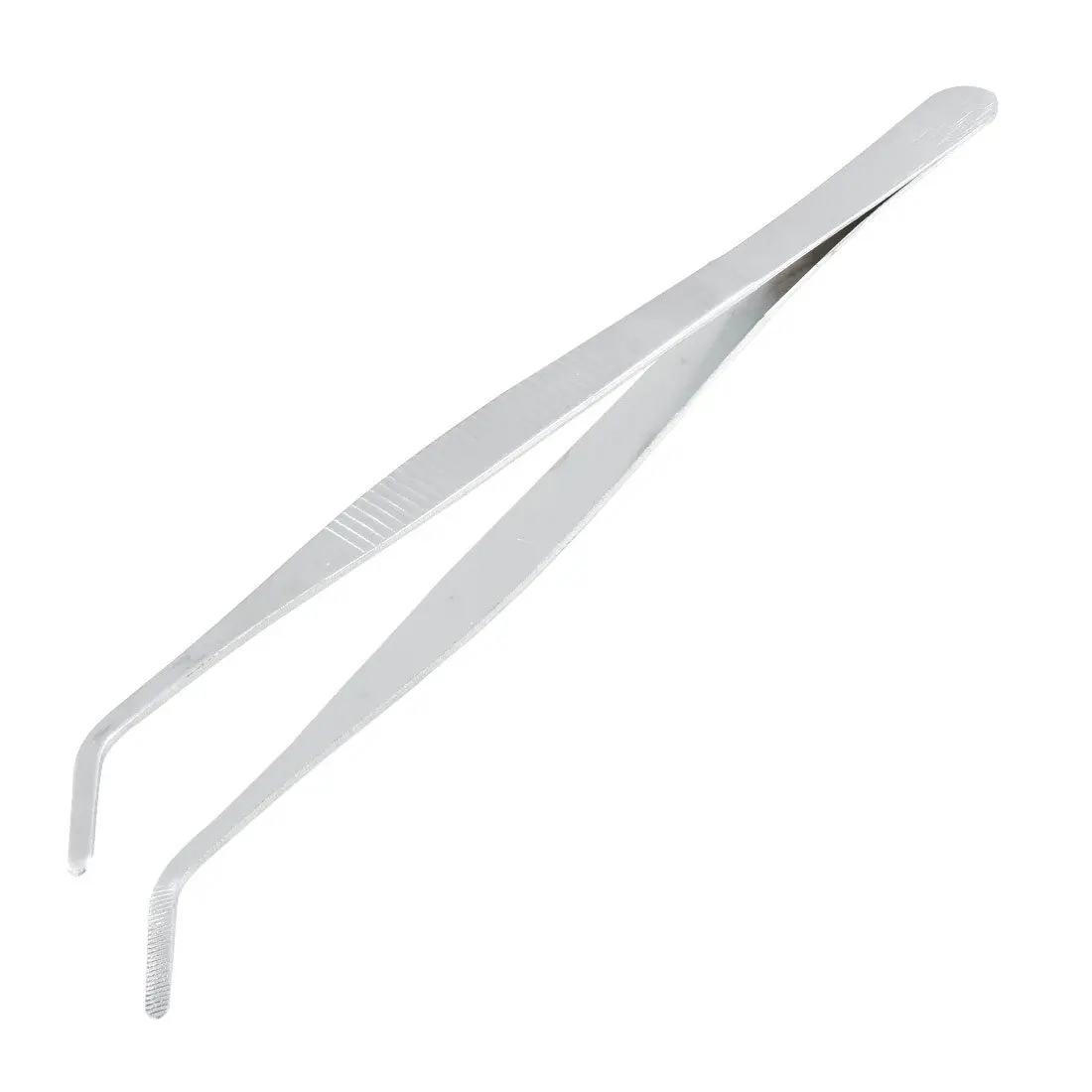 20cm Angled Slanted Tip Metal Curved Tweezer Silver Tone