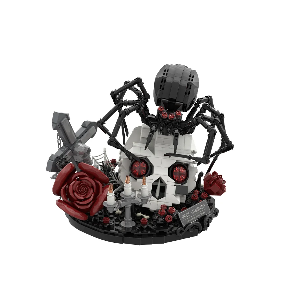 

Gobricks MOC Creativity Design Goth flower spide Building Blocks Model Skull Preserved roses Bricks Assembled Toy Kids Gift