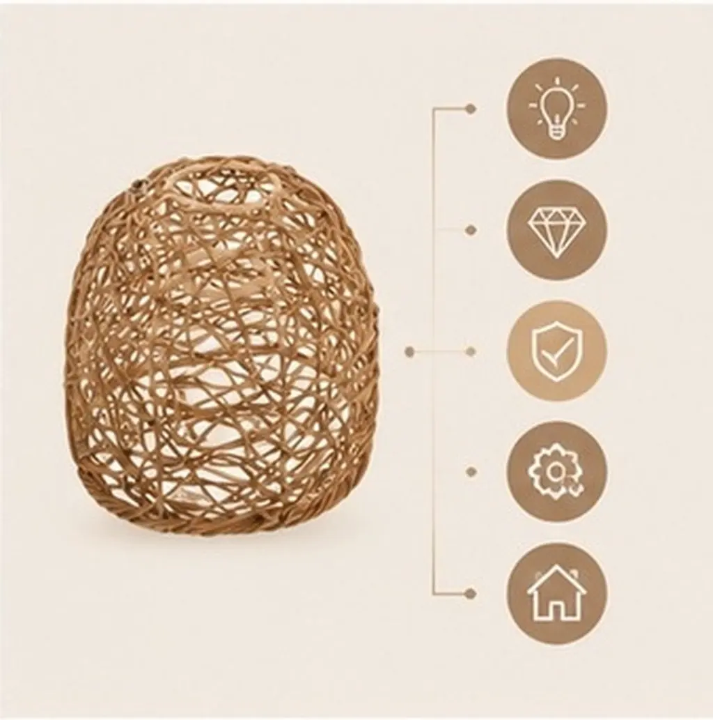 Rattan Woven Lampshade Imitation Rattan Pendant Light Shade Small Hanging Lamp Shade Replacement for Ceiling Lamps Floor Lamps