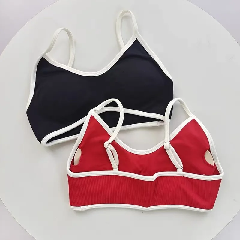 Color Blocking Camisoles, Seamless Fitness Yoga Bra, Outerwear, Running, Fitness, Shock-Absorbing, Tight fitting Sports Bra