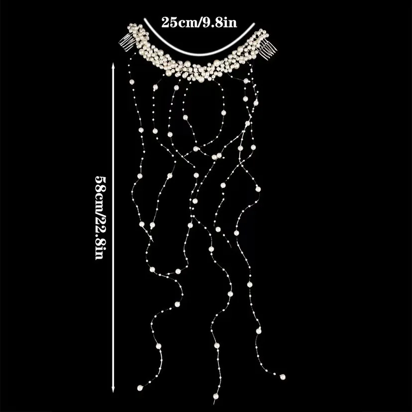 New Korean & European Style Pearl Hair Comb – Handcrafted Bridal Headpiece, Pearl Wedding Hair Accessory with Ribbon image 4