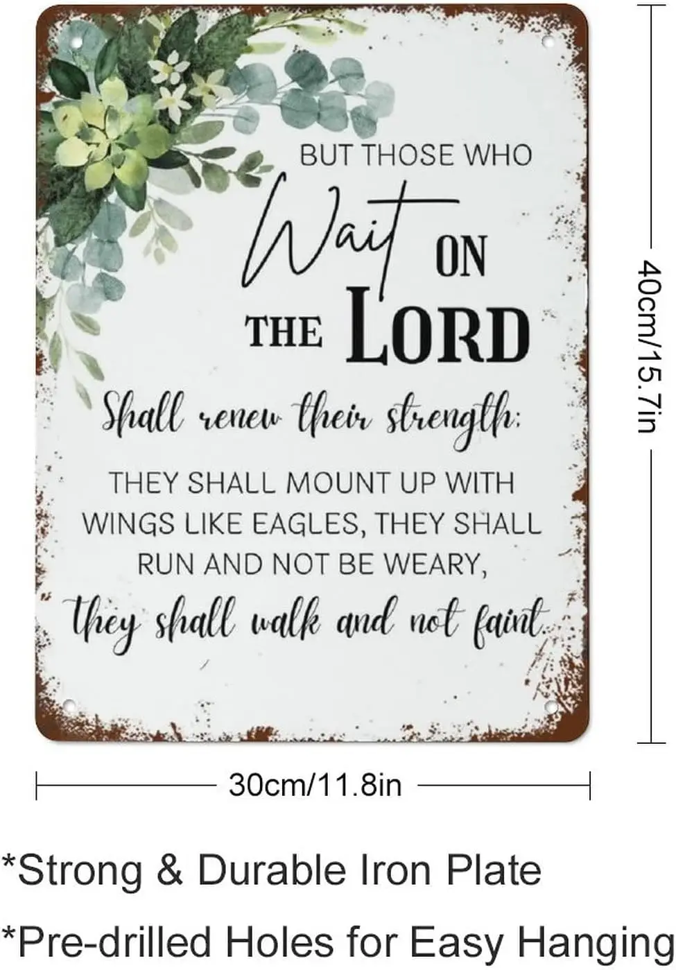 But Those Who Wait on The Lord Print Bible Verse Scripture Wall Art Funny Vintage Metal Tin Sign for Bedroom Living Room