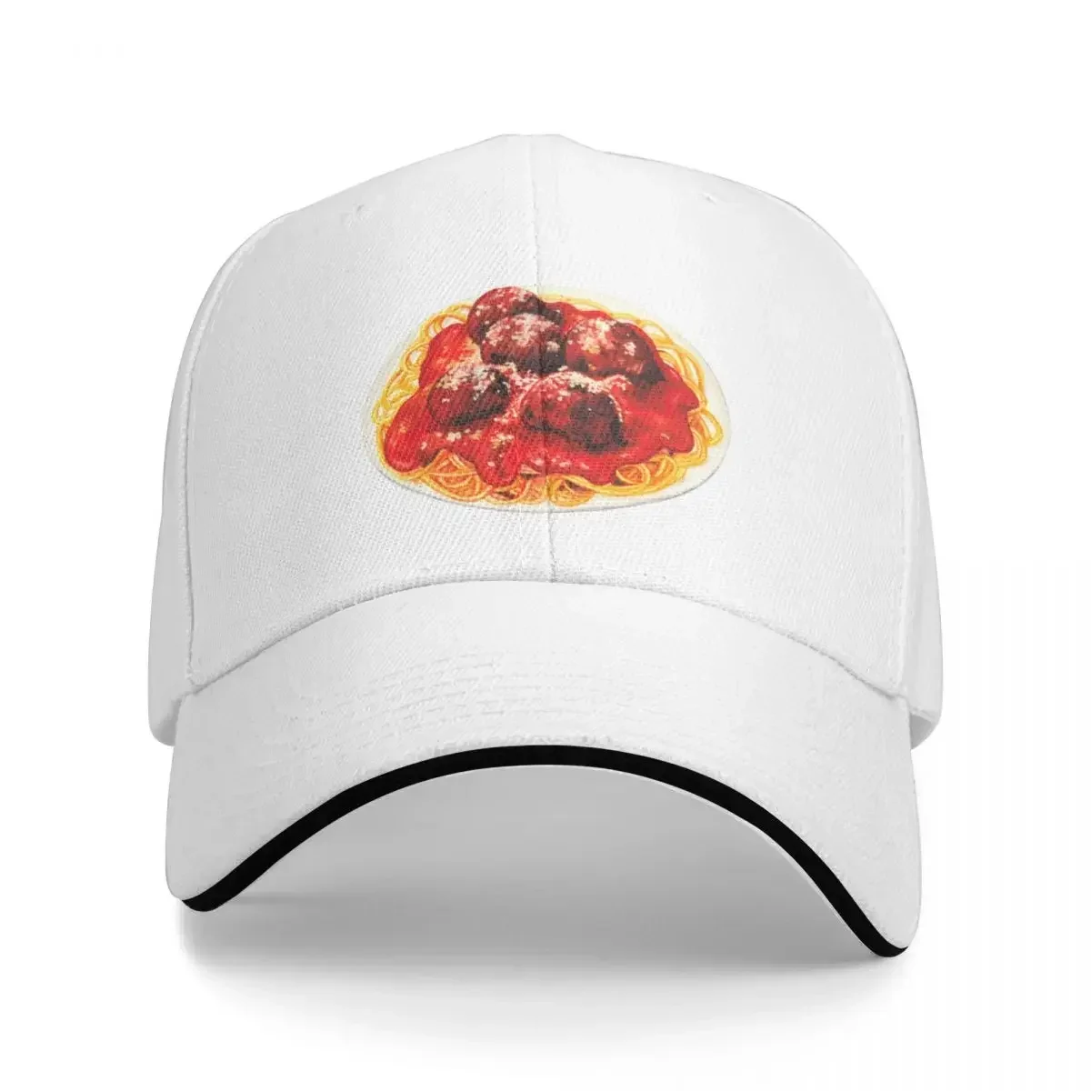 Spaghetti & Meatball Pattern - Black Cap Baseball Cap Beach outing rave mens caps Women's