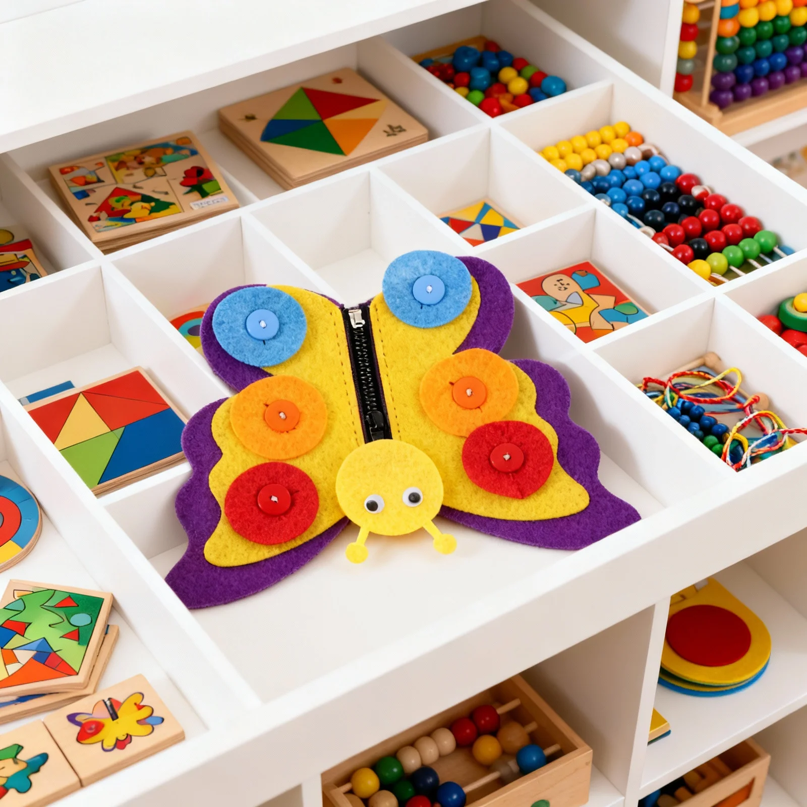 Placa de botão borboleta infantil, faça você mesmo, não tecido, aprendizagem interativa, habilidades com zíper, artesanato sensorial, prática educacional montessori