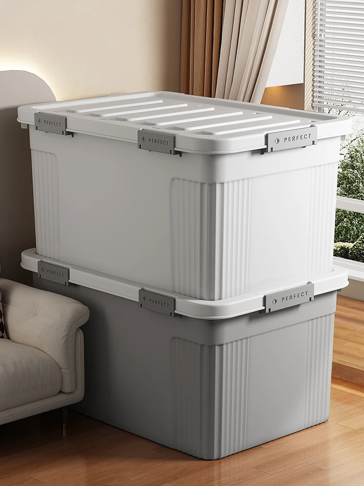 

Extra Large Capaci Plastic Storage Box Thiened Hardened for Clothes And Quilts Home Organization Box with Wheels Universal