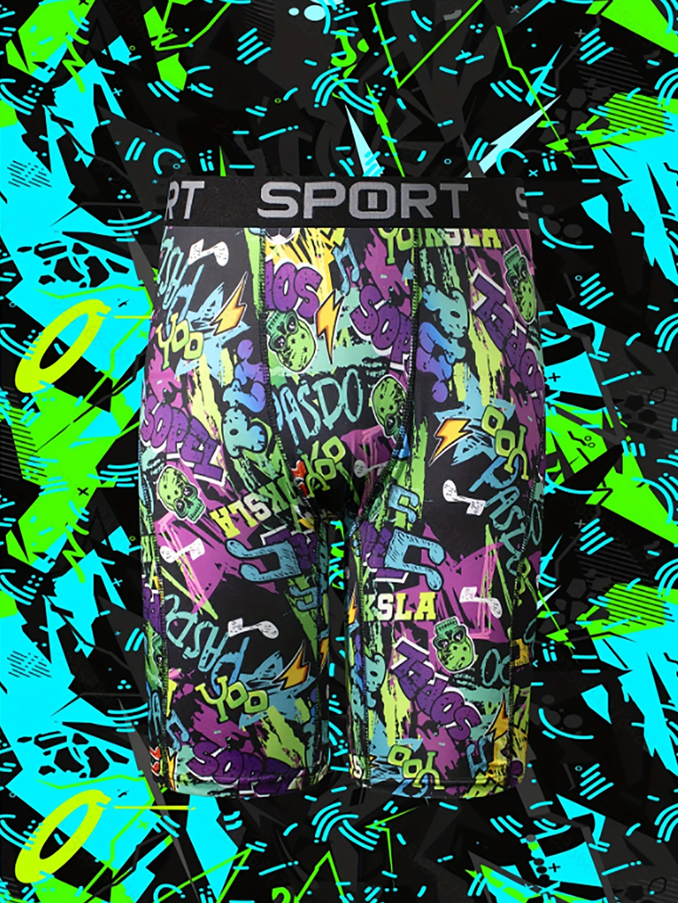 New single pack men's underwear long unique graffiti printing comfortable and stylish men's charm boxer shorts