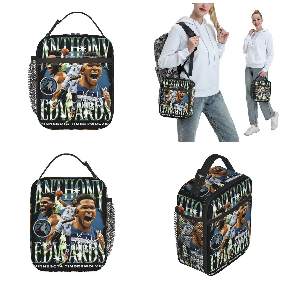 Anthony Edwards ANT Basketball Player Product Insulated Lunch Bag For Work Sports Food Box Portable Thermal Cooler Lunch Boxes