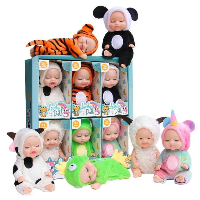 Nowy zestaw lalek Mini Reborn Baby Doll Śliczna śpiąca lalka z ubrankami Śliczna realistyczna silikonowa zabawka dla dziewczynki Chłopiec Urodziny Prezent świąteczny