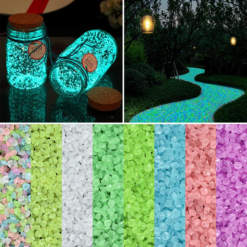 

1000pcs Garden Decoration Outdoor Luminous Stones Glow In The Dark Fish Tank Aquarium Decoration Rocks Yard Garden Glow Gravel