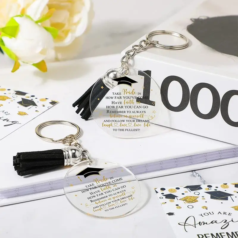 2024 영감의 술이 달린 졸업 열쇠고리, 대학생용 카드가 달린 졸업 열쇠 고리