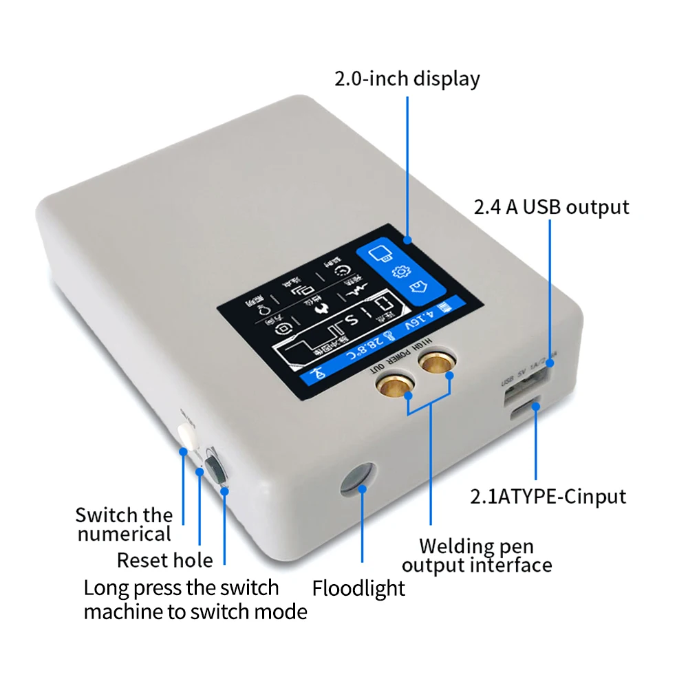 Portable 5000mAh 2.0 Digital Spot Welder 0.1-0.25MM Nickel Welding Handheld Machine 18650 Lithium Battery Spot Welder