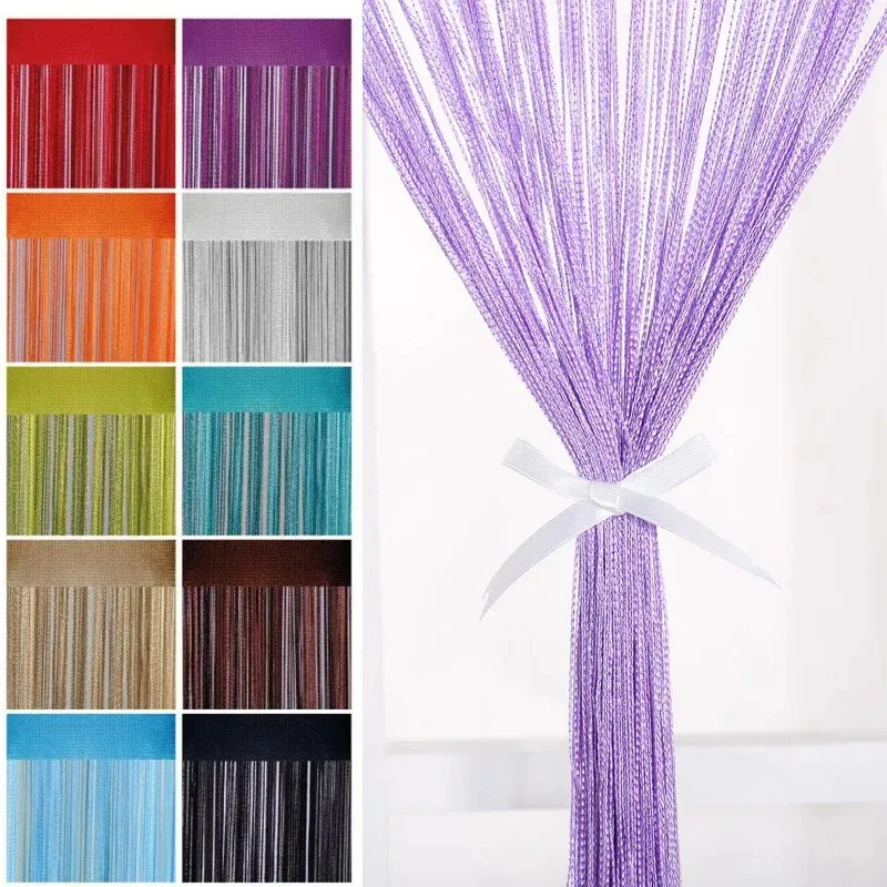 Thread Curtains Screen Ribbon String Divider Blind for Living Room Door Wall Window Panel Tassel Curtain 100CM X 200CM