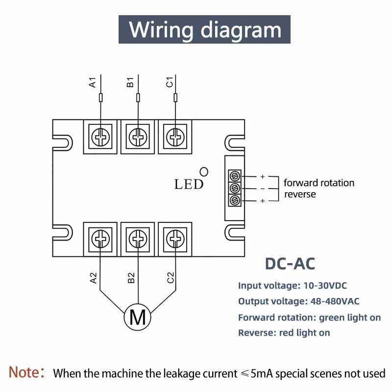 Three -Phase DC Motor Forward and Reverse Control Module LCZF3DA Relay 10A-80A 10-30VDC 40-480VAC