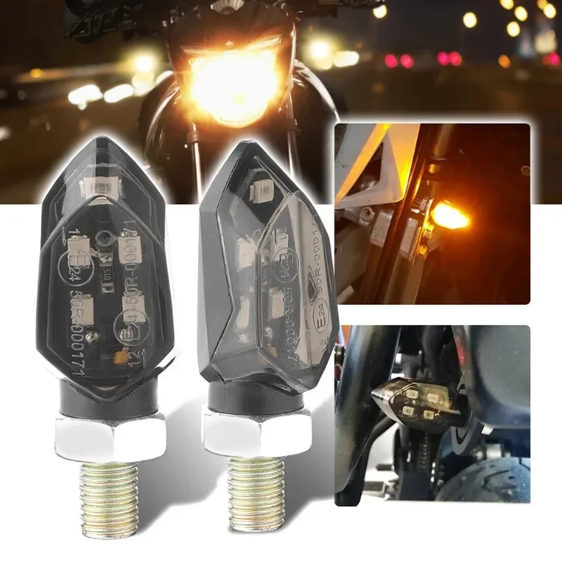 Mini lente de humo para motocicleta, luz de señal de giro, 5LED, 12V, luz indicadora ámbar, 2 cables para Kawasaki, Honda, Yamaha, Suzuki, 1 unidad