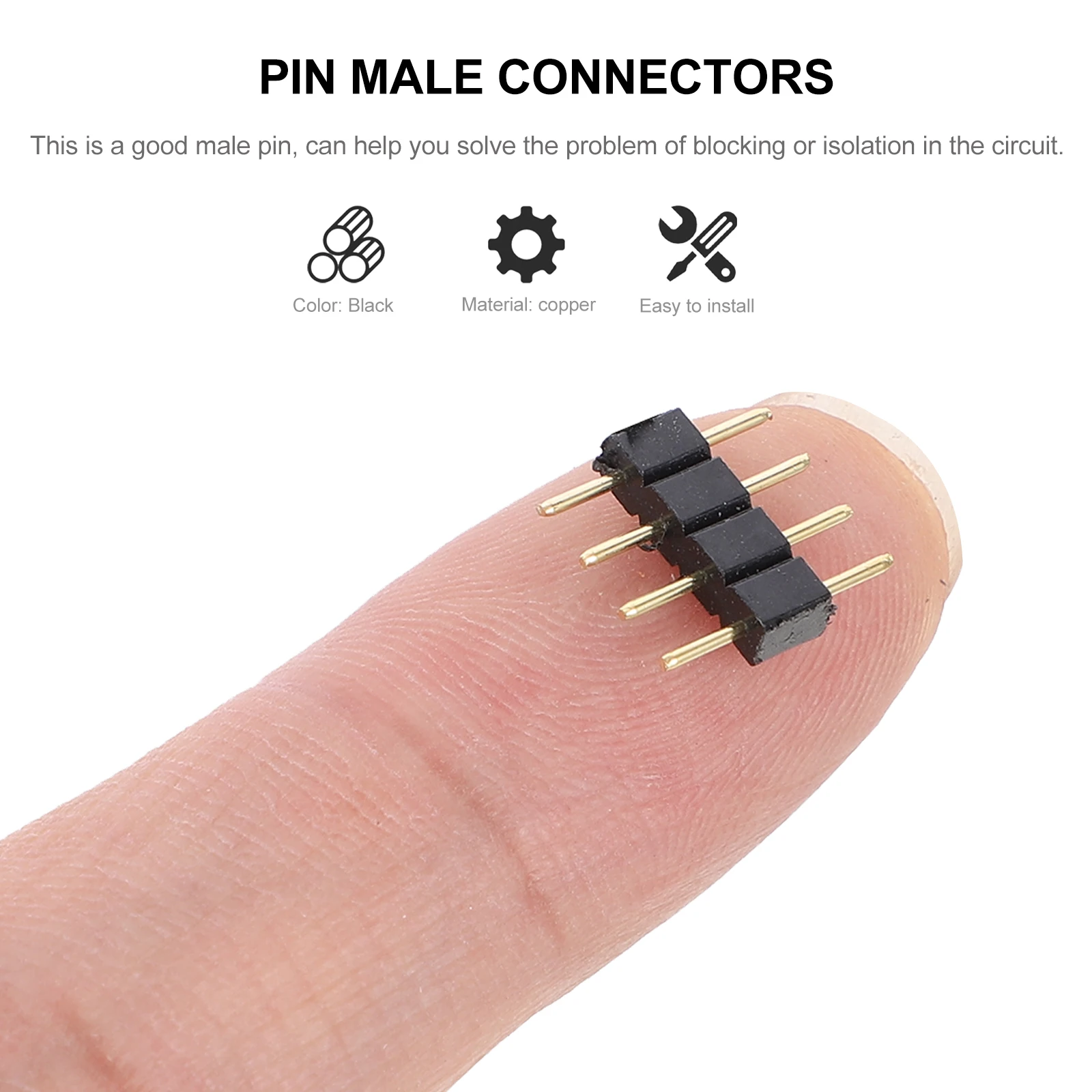 

200 Pcs Round Needle Copper Pin Male Connectors RGB Headers Electrical