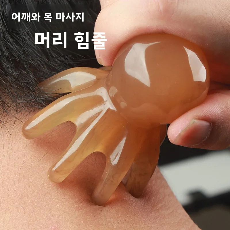Niedlicher Oktopus-Kopfhaut-Massagekamm (Harz) | Koreanische Haarpflege, Stressabbau, Anti-Haarausfall, tragbares Kopfmassagegerät für Zuhause und Reisen