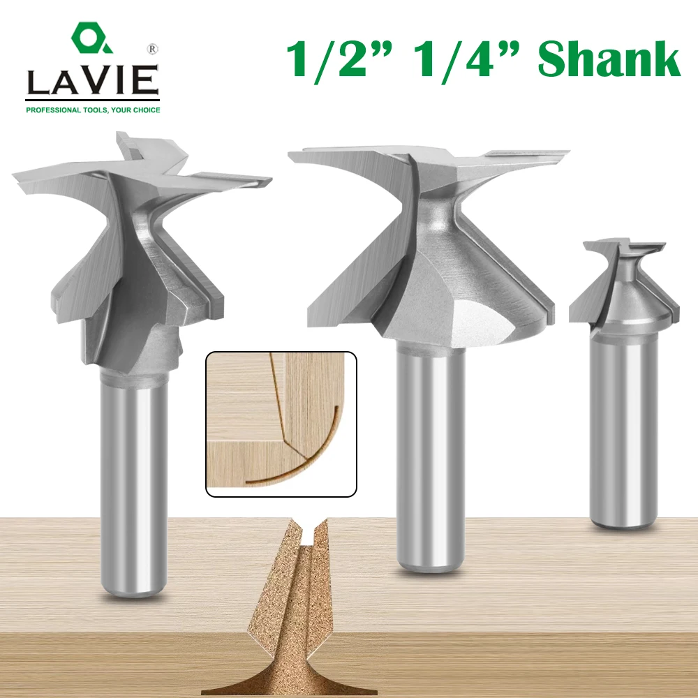 LAVIE 1 Stück 1/2" Schaft Holzbiegefräser-Set, 2- und 3-schneidiger CNC-Fräser, R8-R50 Profilierwerkzeug für Holzkurven – Detail 2