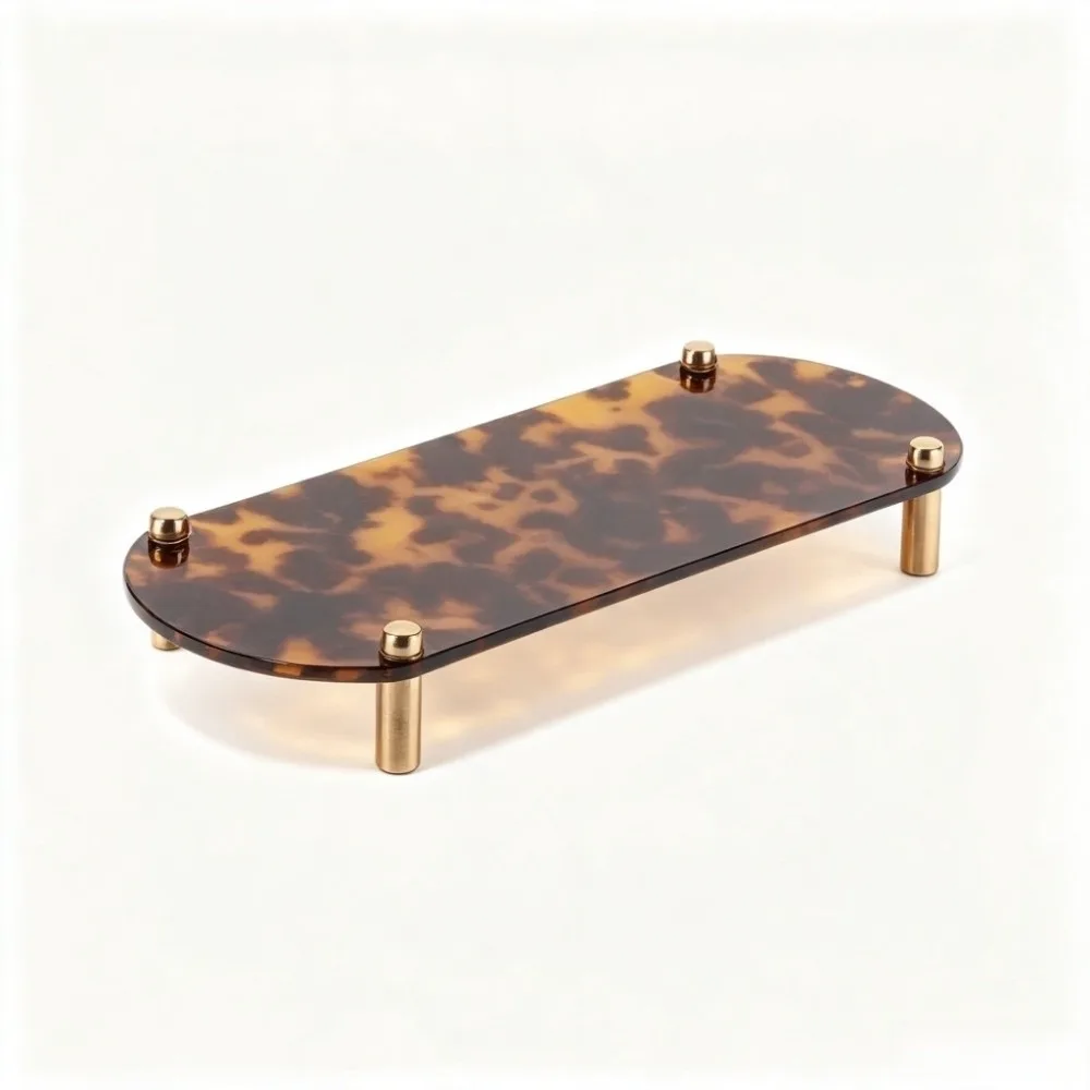 Counter Leopard Print Acrylic Tray Lightweight Elegant Decor Storage Box Multi-Purpose Stylish Jewelry Tray Home Decor