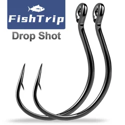 FishTrip 50Pcs Drop Shot Hook For Soft Plastic Lure Triangle Fishing Hook for Bass Fishing