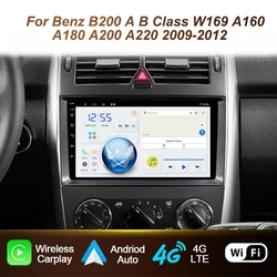 메르세데스-벤츠 B200 A클래스 B클래스 W169 A160 A180 A200 A220 2009-2012용 카플레이 안드로이드 오토 스테레오 카 라디오 GPS 네비게이션