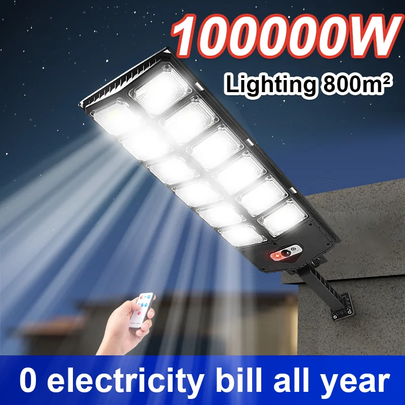 NEW 100000W LED Solar Outdoor Lights with Motion Sensor Wall Light Sunlight Energy Street Lamp Waterproof External Solar Lamp