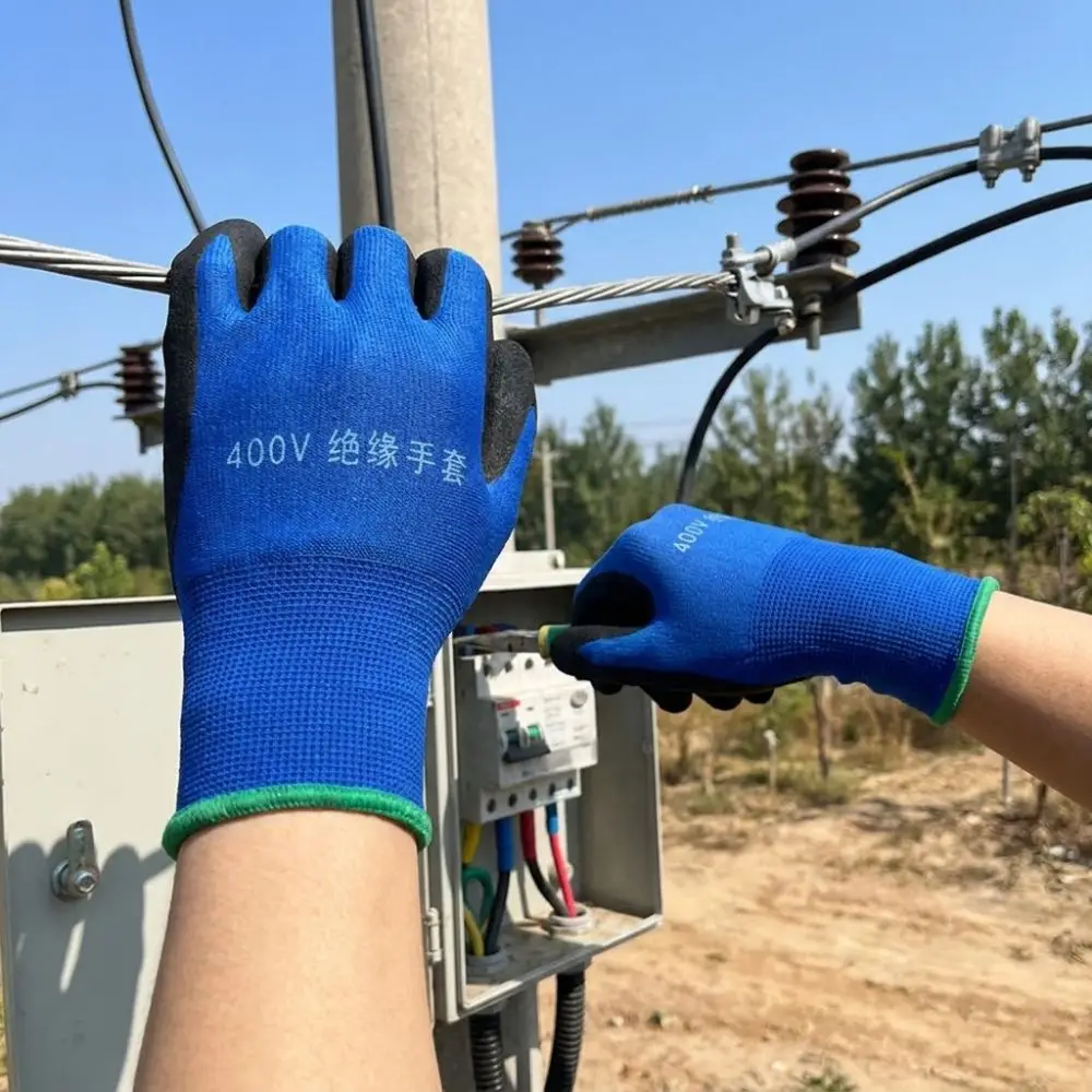 1 Pair Withstanding Voltage 400V Electrician Insulating Gloves Anti-Slip Grip Anti-Static Electrical Maintenance Gloves