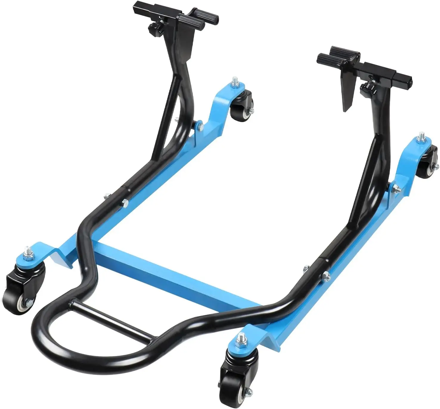 Soporte de elevación trasera para motocicleta, carga de 440 lb, 4 ruedas giratorias, soporte de paddock basculante ajustable Eleve su mantenimiento de paseo