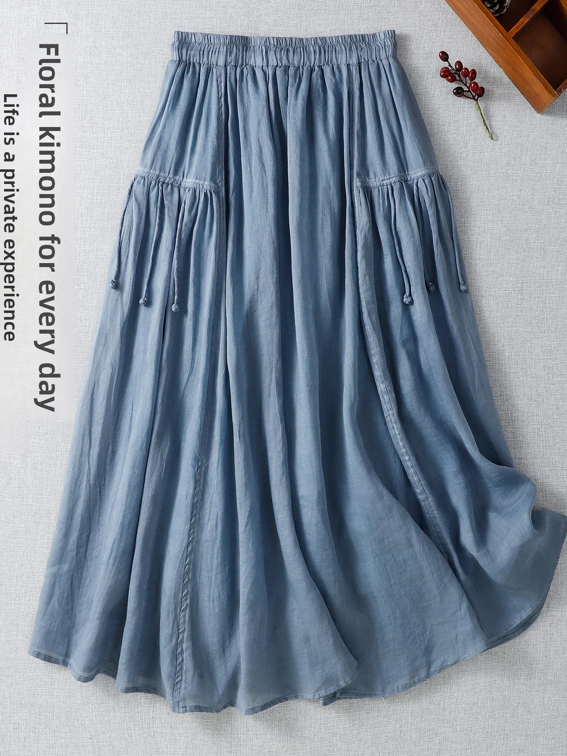 

High-End Women's Summer New Artistic Casual Elastic Waist Loose Slimming Color Skirt Faionable Versatile mid Waist