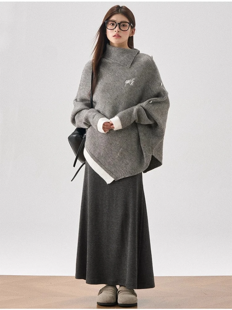 Tops de punto holgados de manga larga para mujer, suéter elegante a la moda de Corea para oficina, jersey de Color puro para otoño, ropa elegante Y2k