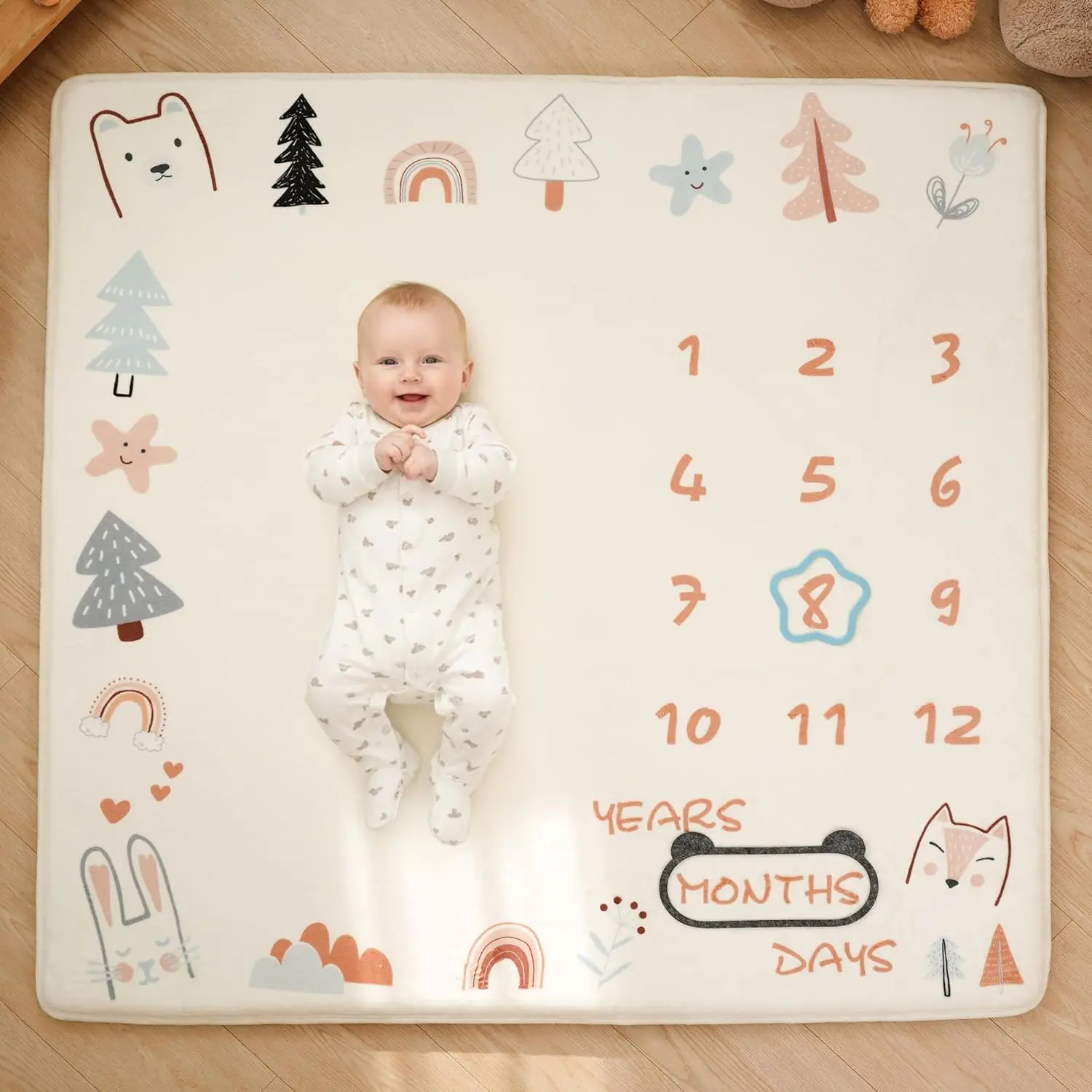 

Мягкий плюшевый коврик для ползания 50x50 см, развивающий коврик для игр на полу, с мягкой подкладкой, для фотосессий, для мальчиков и девочек